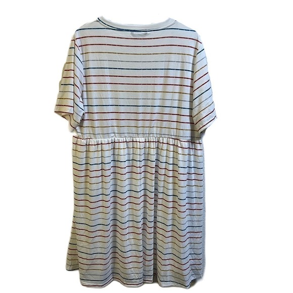 Bloomchic Striped V Neck Midi Dress White and Rainbow Size US 18-20 - Picture 2 of 5